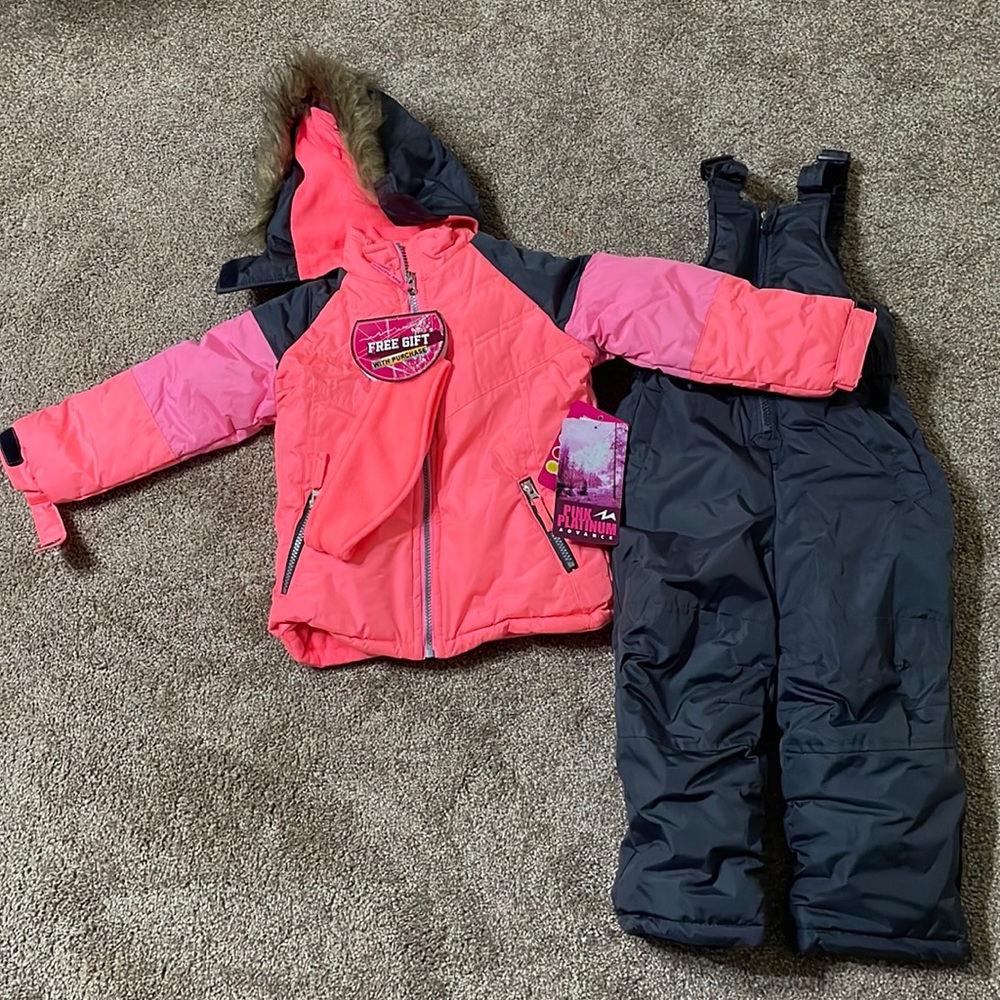 COPY - Pink Platinum snow overalls and snow jacket, girls size 4